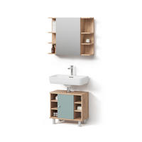 BADMÖBEL-SET Fucino Grün 2 Teile - Eiche Wotan/Grün, Holzwerkstoff (60/54/32cm) - Livinity®