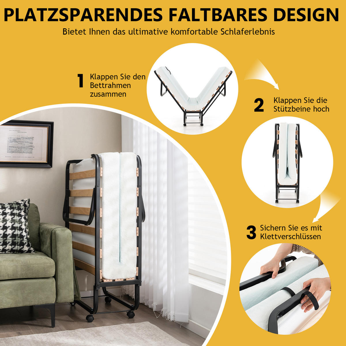 GASTEBETT Schwarz - Schwarz, Metall - COSTWAY