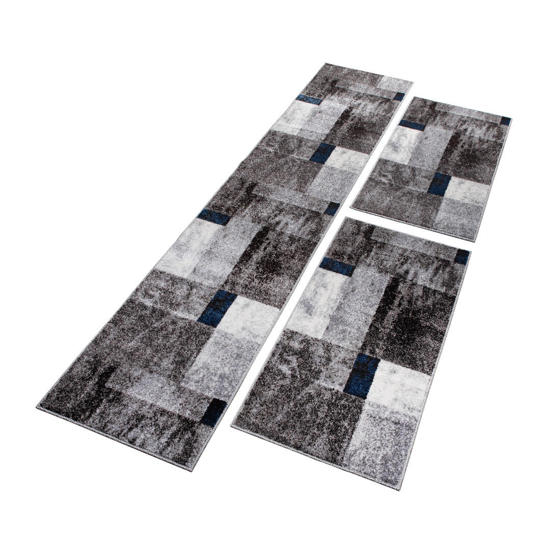 BETTUMRANDUNG Phönix abstraktes Design blau 1 x 67 x 340 cm, 2 x 67 x 140 cm Set 3-teilig - Blau, Kunststoff/Textil (67/620cm)
