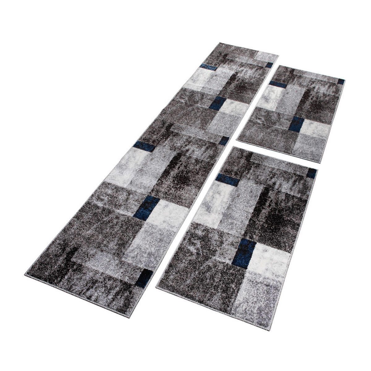 BETTUMRANDUNG Phönix abstraktes Design blau 1 x 67 x 340 cm, 2 x 67 x 140 cm Set 3-teilig - Blau, Kunststoff/Textil (67/620cm)