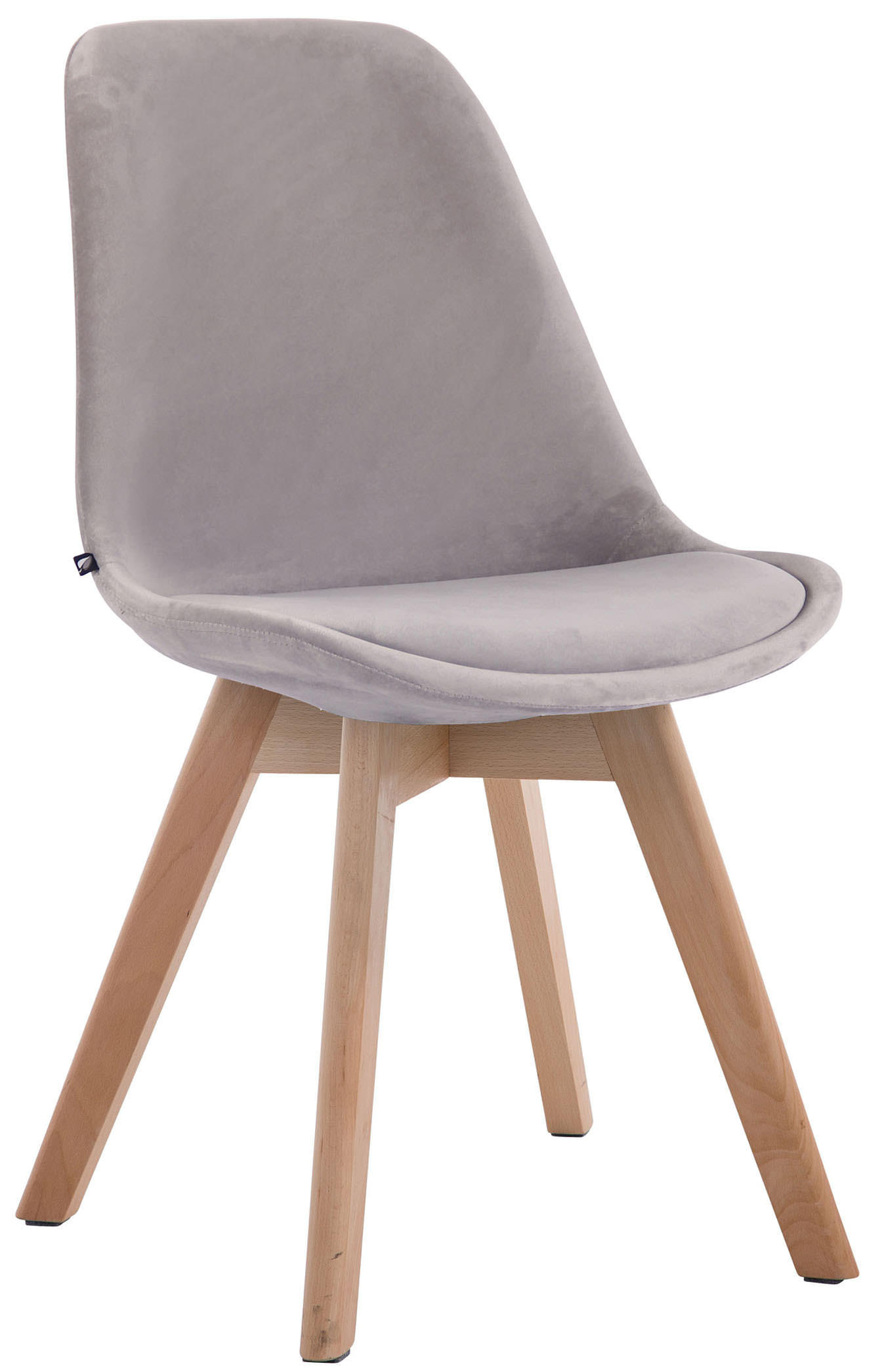 STUHL Samt grau - Eukalyptusholzfarben/Grau, Holz/Textil (48/84/55cm) - CLP