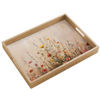 TABLETT - Wildblumen - Pinselstriche - Ruhig - 50x35 cm - Multicolor, Holz (50/5/5cm) - OnlyWow