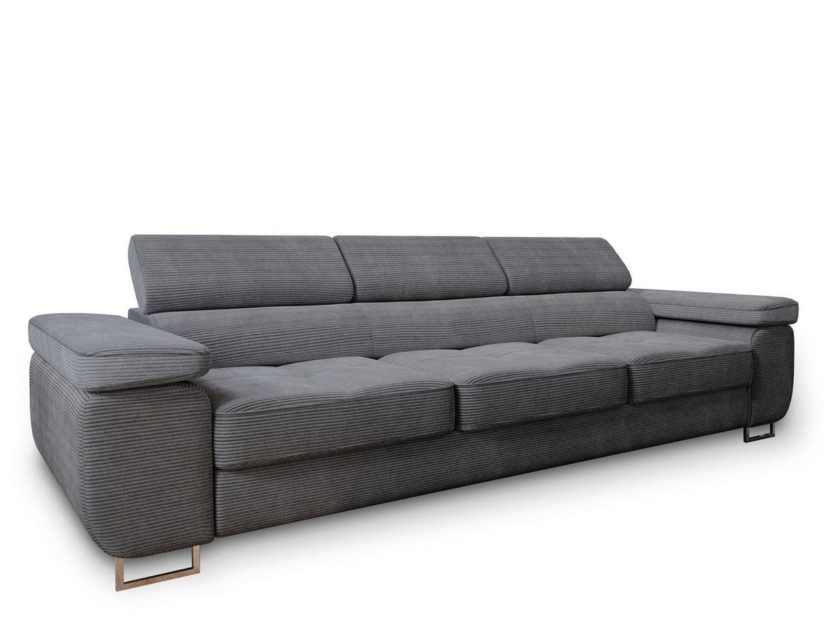 BETTSOFA MOSINE Graphitfarben Kordstoff mit Schlaffunktion - Graphitfarben, Textil (281/87/98cm) - MASSENO