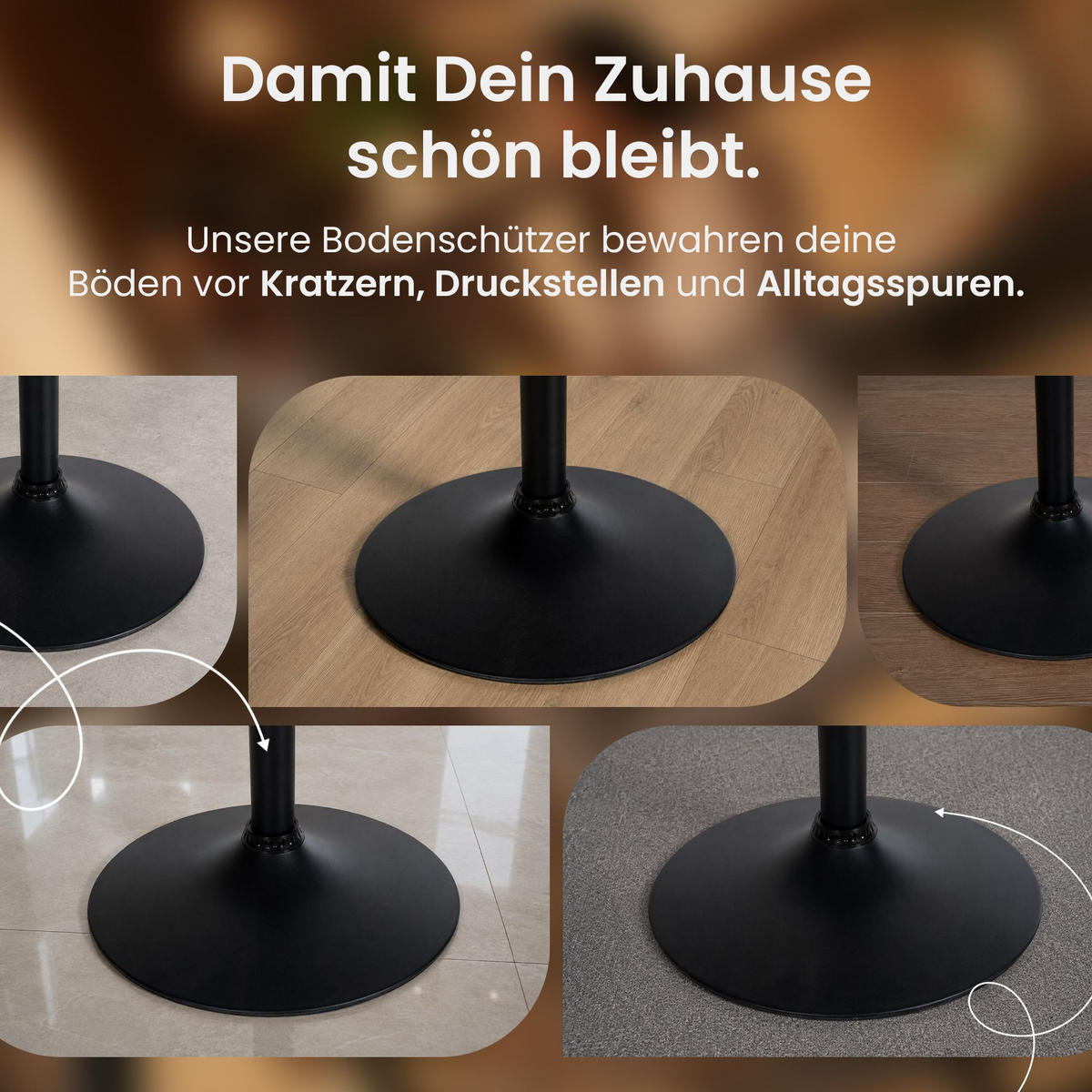 BARTISCH rund 60 cm Holz schwarz/schwarz - Schwarz, Holz/Metall (60/60/108cm) - CLP