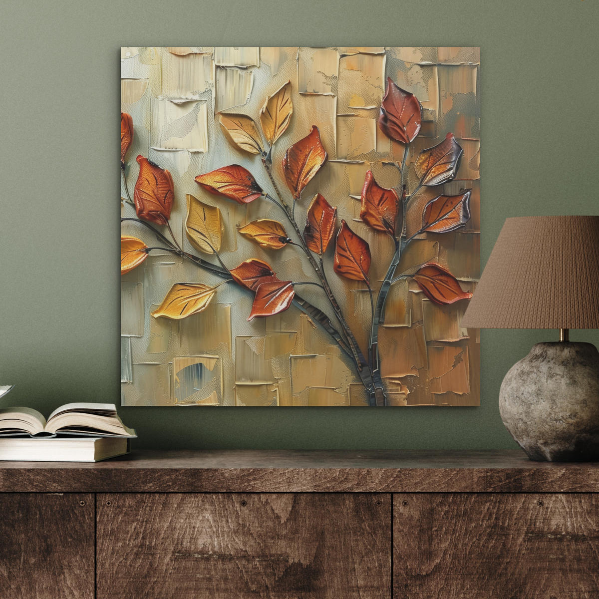AKUSTIKBILD Baum - Abstrakt - Natur - Kunst Wandbilder 60x60 cm - Goldfarben, Kunststoff (60/60/0.9cm) - MuchoWow