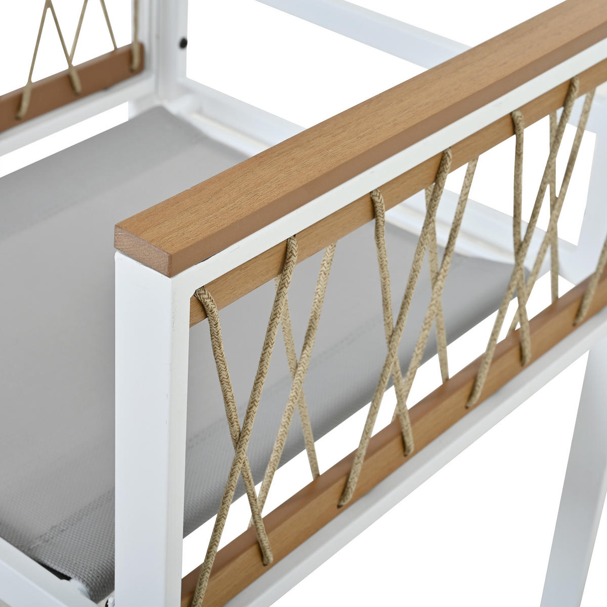 GARTENSETS aus Metall & Rattan 117x117x73,5 cm in Weiß - Weiß, Metall - Modfu