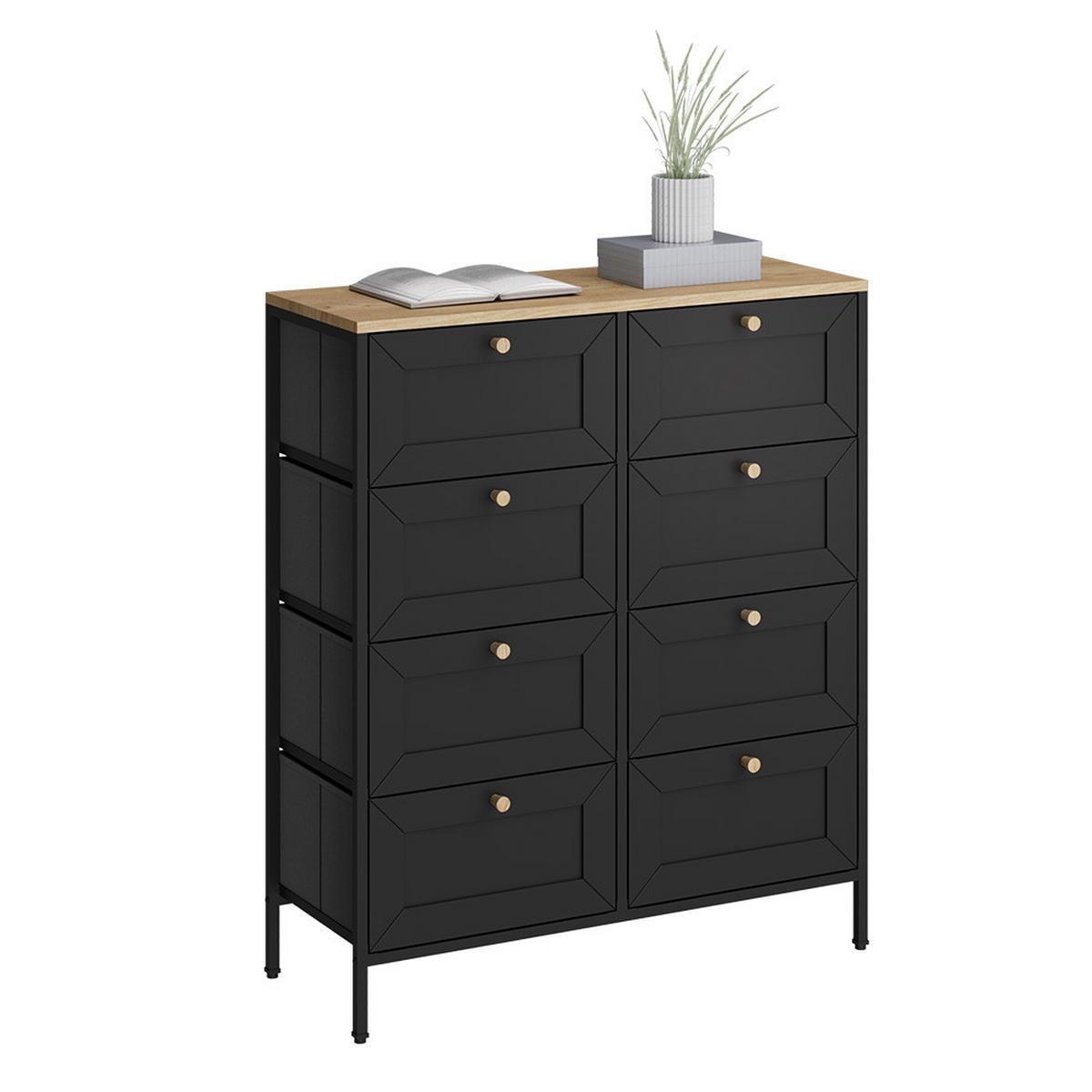 KOMMODE Belaro Schwarz 80 x 95 cm mit 8 Schubladen - Schwarz, Holzwerkstoff (80/95/30cm) - Vicco