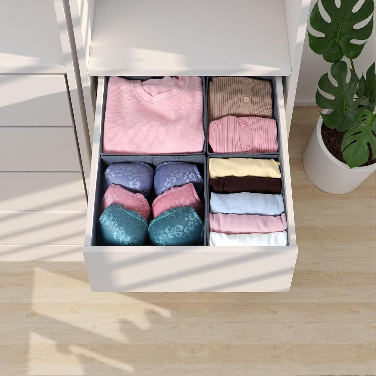 SCHUBLADEN Organizer 4er Set Grau 50x58 cm - Multicolor, Textil (24/11/26cm)