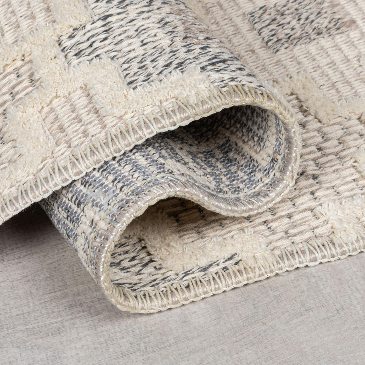 TEPPICH waschbar Kreuzornament Muster, Geometrisch, Küche schmutzabweisend Grau-Beige Rechteckig 116x170 - Grau, Textil (116/170cm) - KADIMA DESIGN