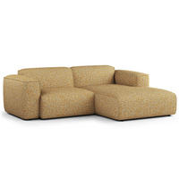 ECKSOFA mit XL-Longchair - Schwarz/Honig, Kunststoff/Textil (260/171cm) - home24