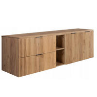 WASCHBECKUNTERSCHRANK FLOW mit Regal + Platte Eiche Craft 140/57/46 cm - Eichefarben, Holzwerkstoff (140/57/46cm) - Rodan