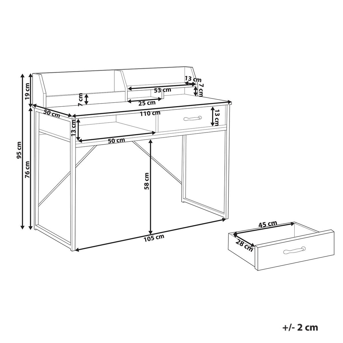 SCHREIBTISCH 110/50 cm Weiß Zyra - Weiß, Holzwerkstoff/Metall (50/110/95cm) - Beliani