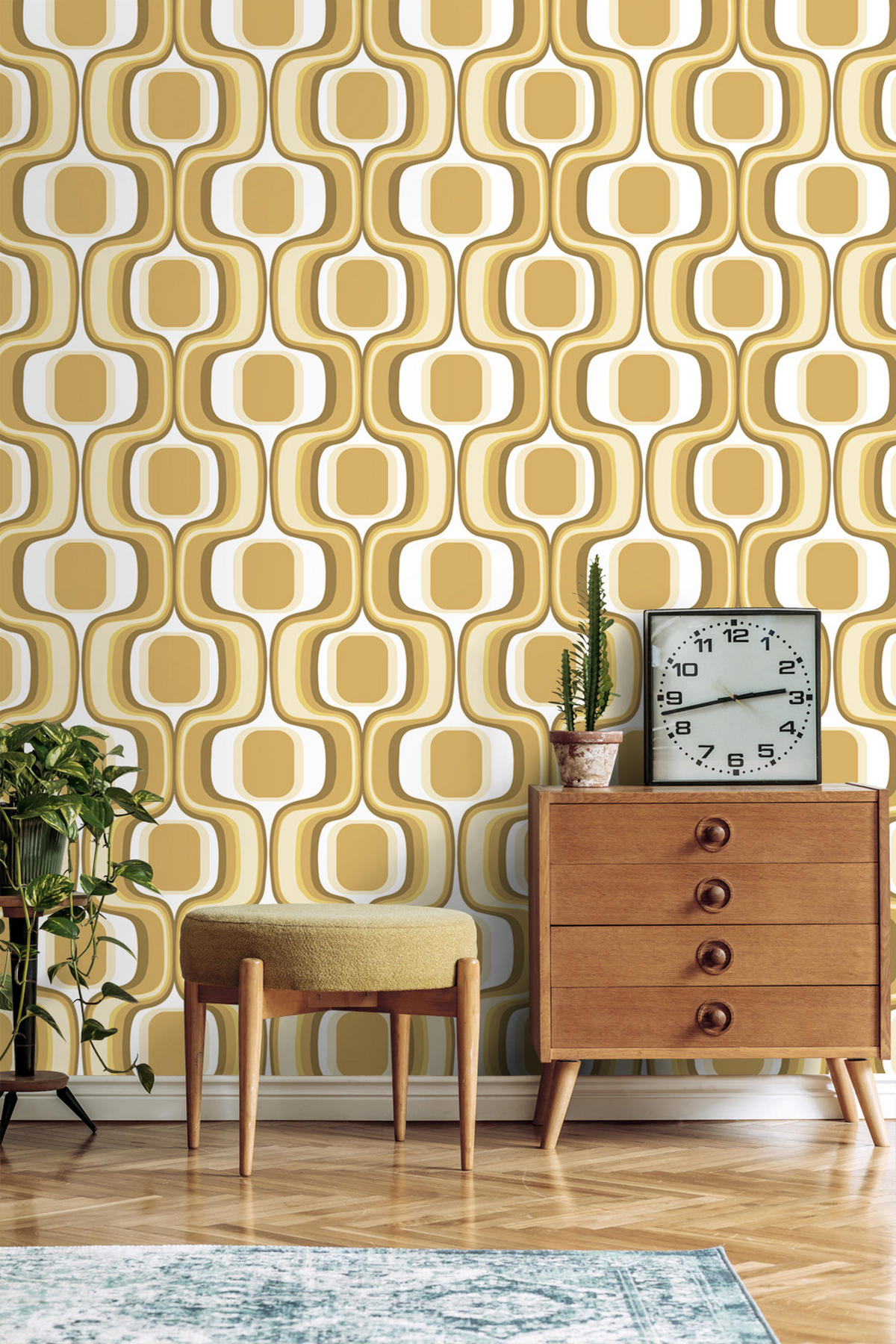 TAPETE Retro-Ornamente 50 x 900 cm - Gelb, Papier (50/900cm) - ESTAhome