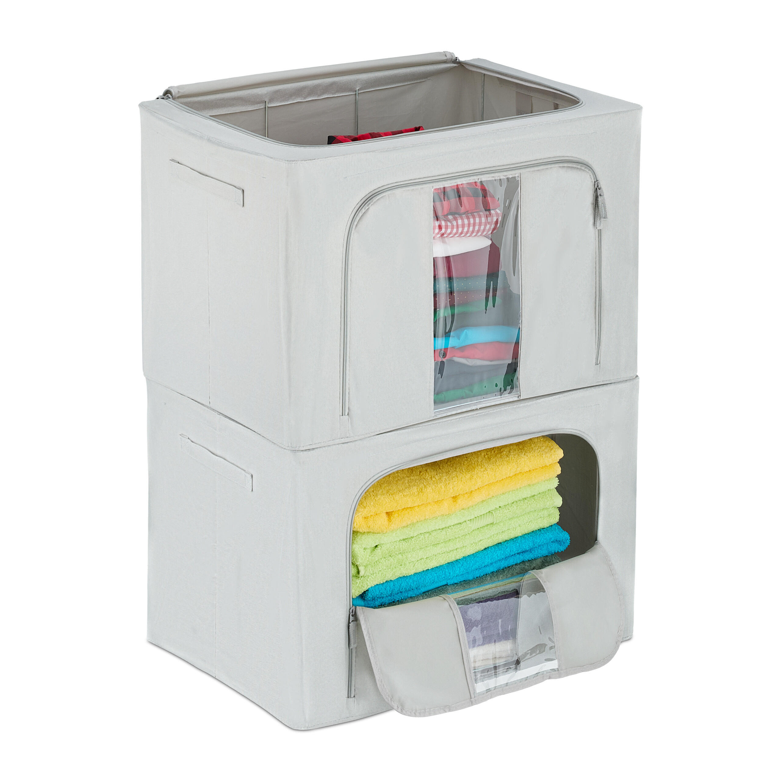 SÚPRAVA na uskladnenie - sivá, kov/textil - Relaxdays