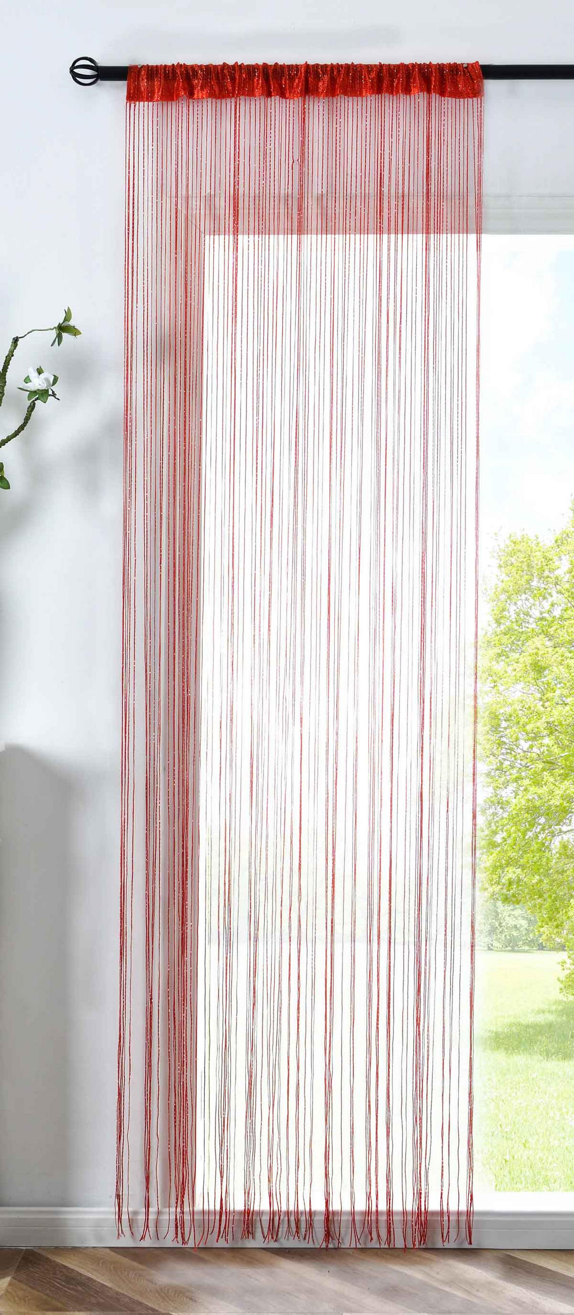 FADENGARDINE Shanghai HxB 230x100 cm Rot Lurex - Rot, Textil (100/230cm) - Gardinenbox