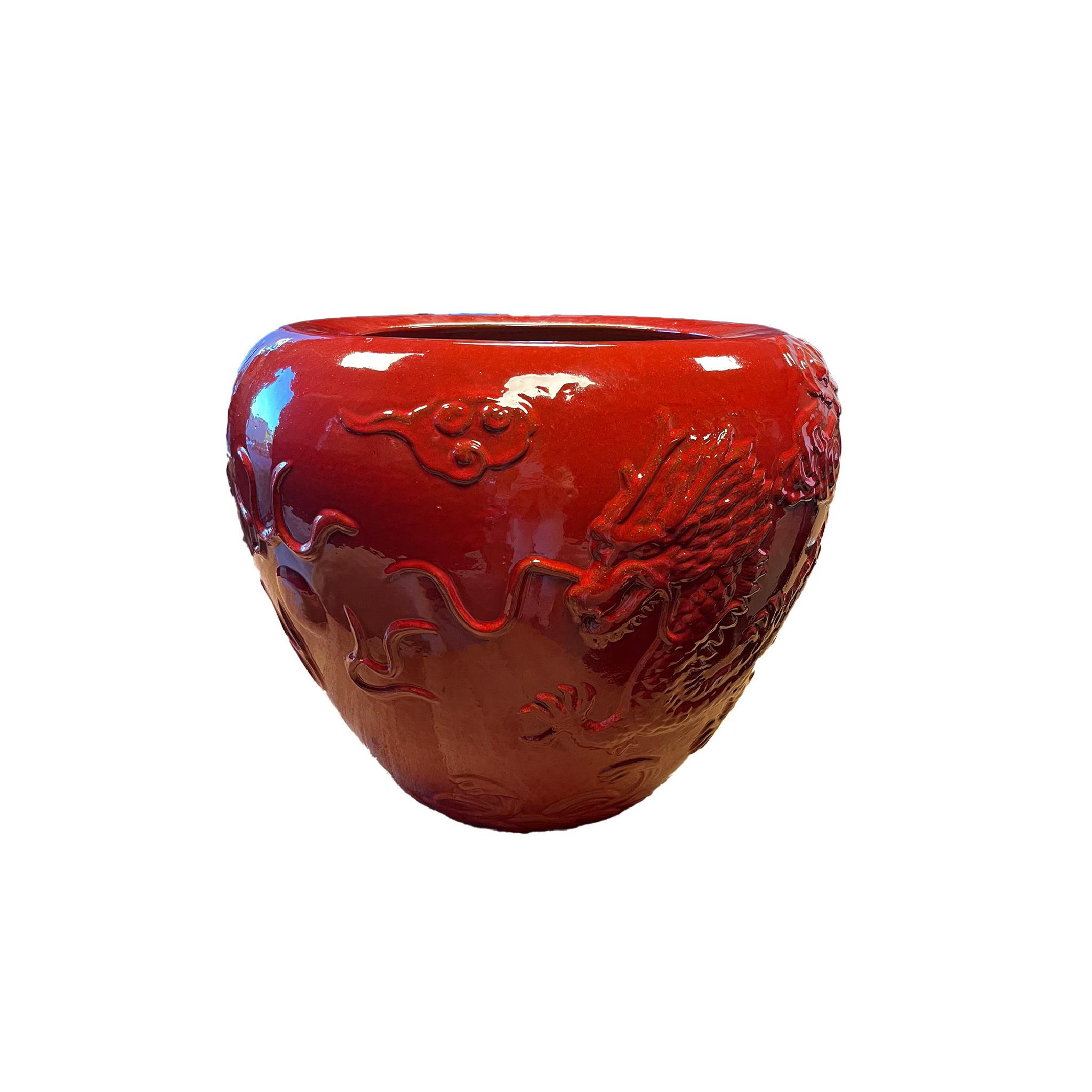 TOPF Terron Rot 55/55/45cm - Rot, Keramik (45cm) - PTMD Collection