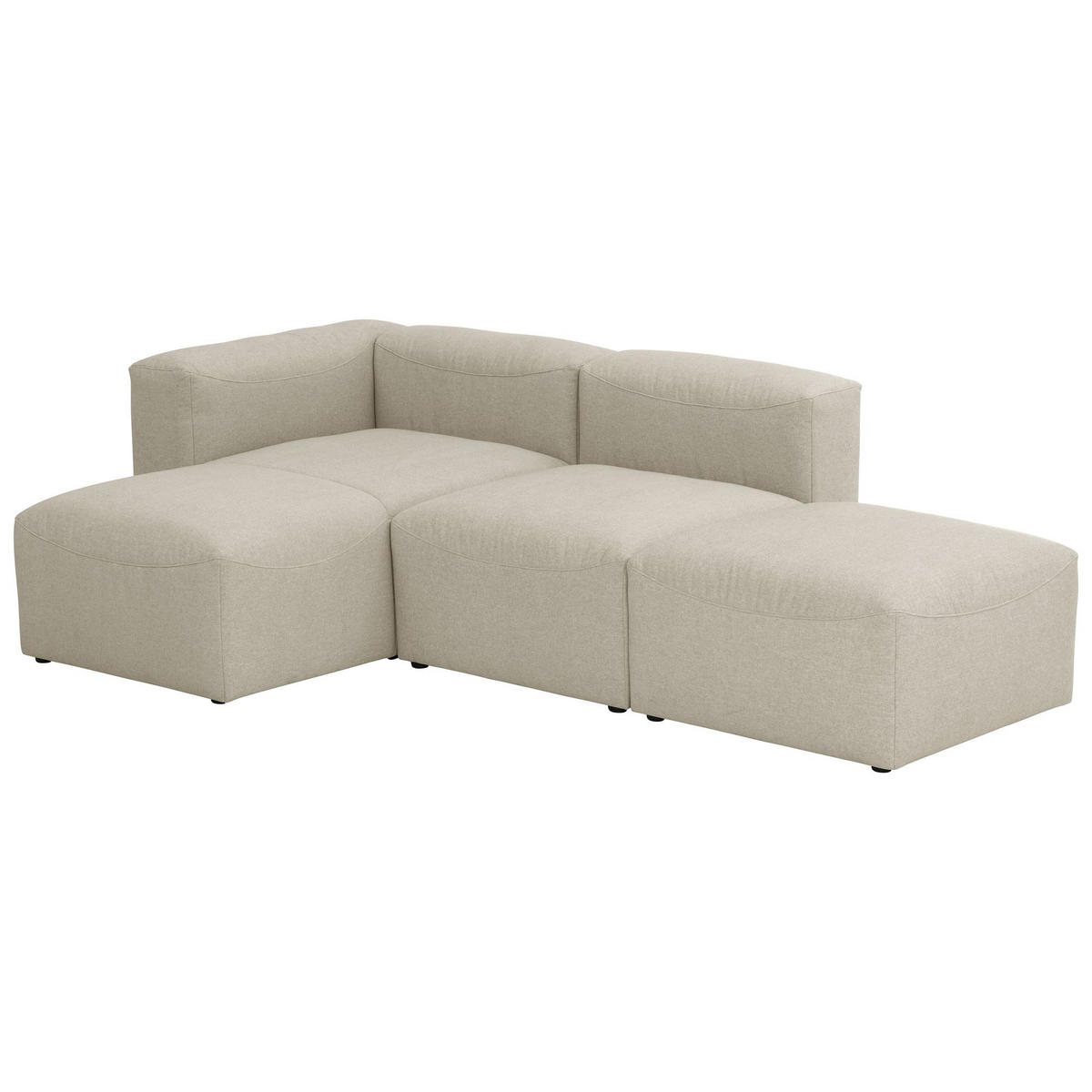 ECKSOFA mit Hocker rechts Kattrina Flachgewebe creme - Creme, Kunststoff (160/250cm) - 58aufmkessel