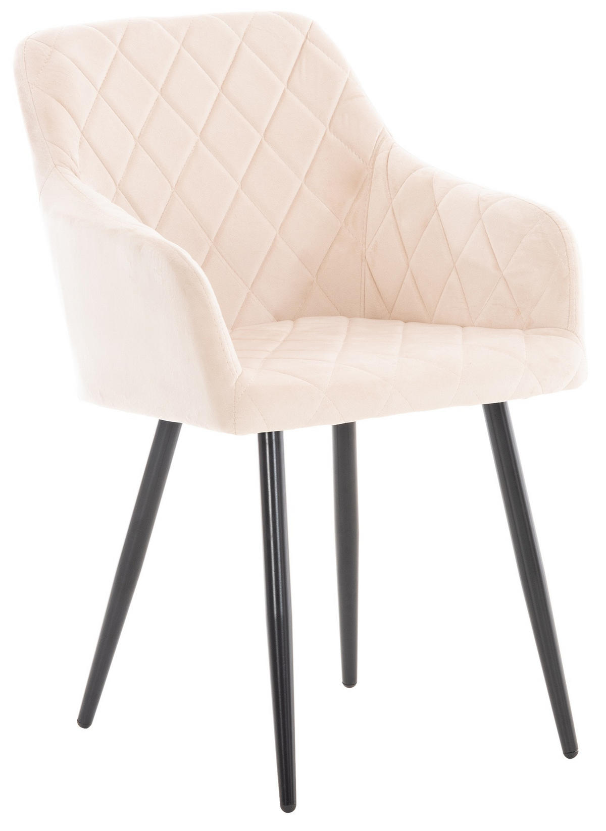 ARMLEHNENSTUHL Samt beige - Beige/Schwarz, Textil/Metall (47/84/44cm) - CLP