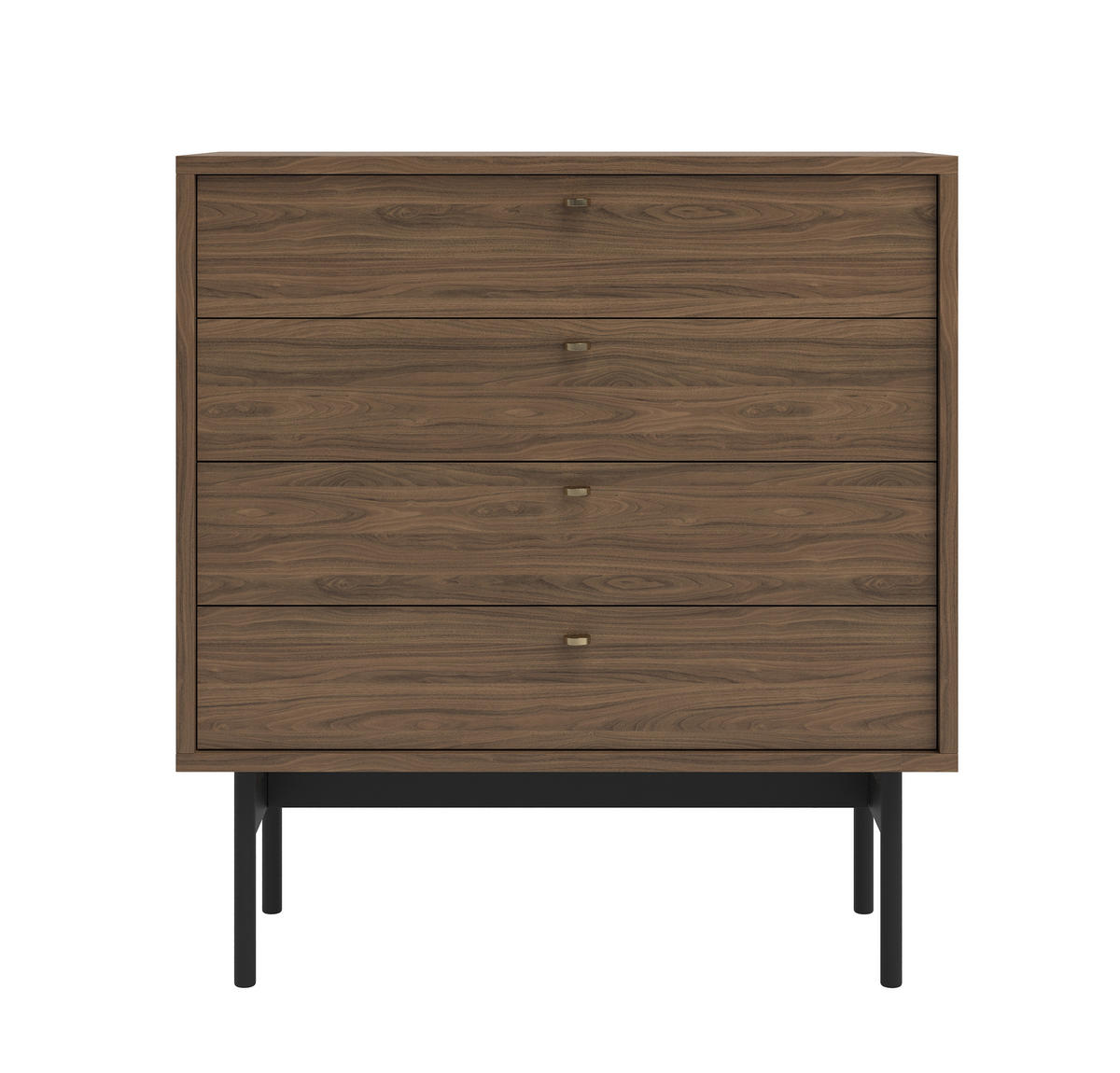 KOMMODE Olar Holzoptik Carini Nussbaum 85,5 cm - Goldfarben/Schwarz, Holzwerkstoff/Metall (85.5/91.9/38cm) - Selsey