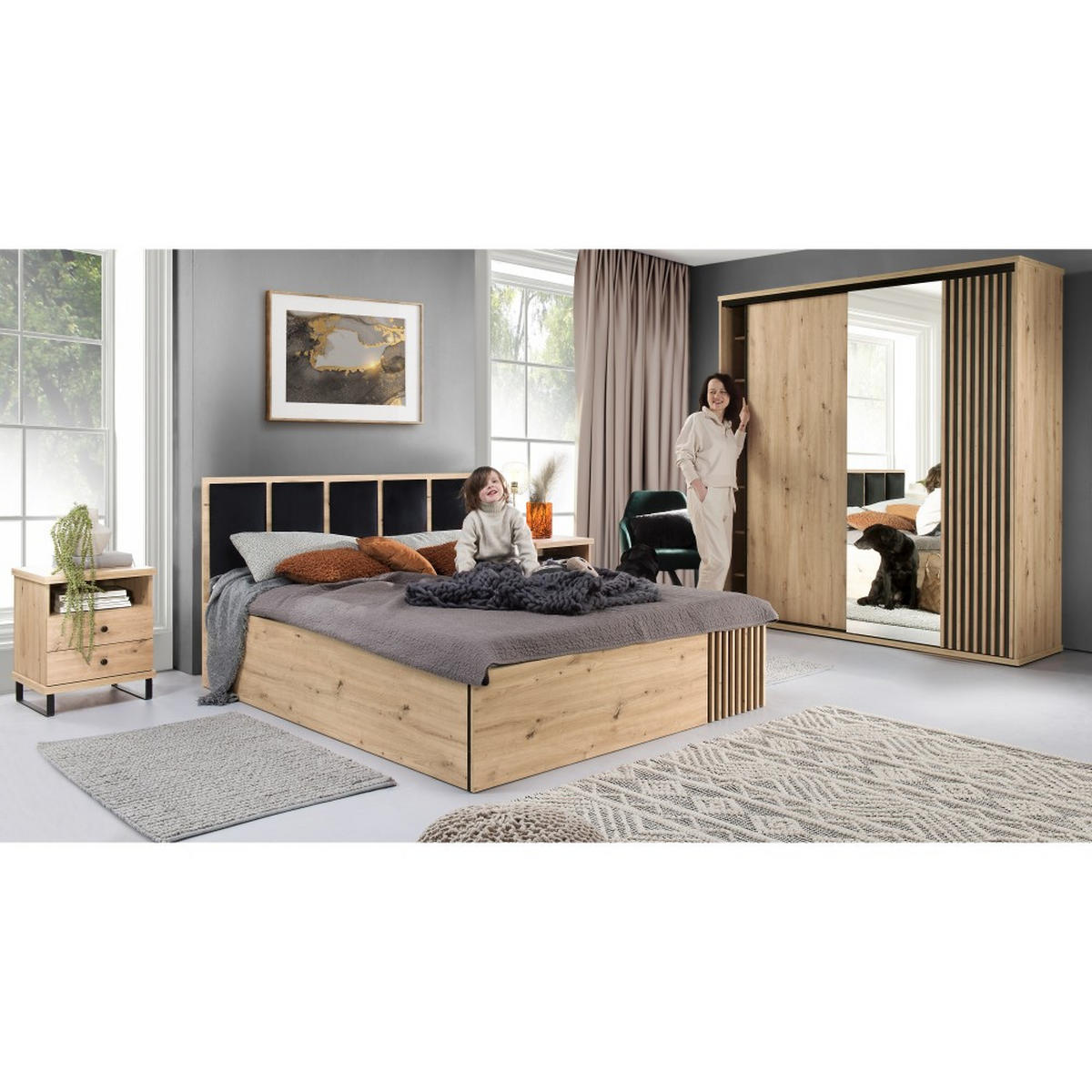 BETT Caya mit Bettkasten, 160x200 cm, Eiche Artisan - Eiche Artisan, Holzwerkstoff (160/200cm) - Beautysofa