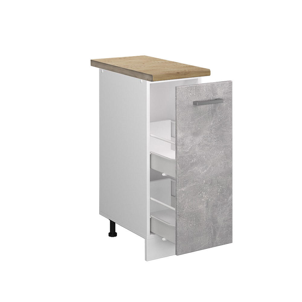 APOTHEKERSCHRANK R-Line Beton 30 cm, AP Eiche - Schieferfarben/Weiß, Holzwerkstoff (30/81.6/60cm) - Vicco
