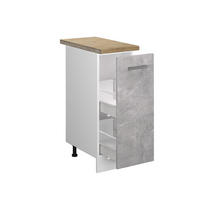 APOTHEKERSCHRANK R-Line Beton 30 cm, AP Eiche - Schieferfarben/Weiß, Holzwerkstoff (30/81.6/60cm) - Vicco
