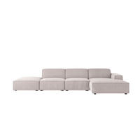 ECKSOFA Cursal L-Form, Stoff Poso, Beige + Hocker, Rechts - Creme, Holz (341/166cm) - Kaiser Möbel