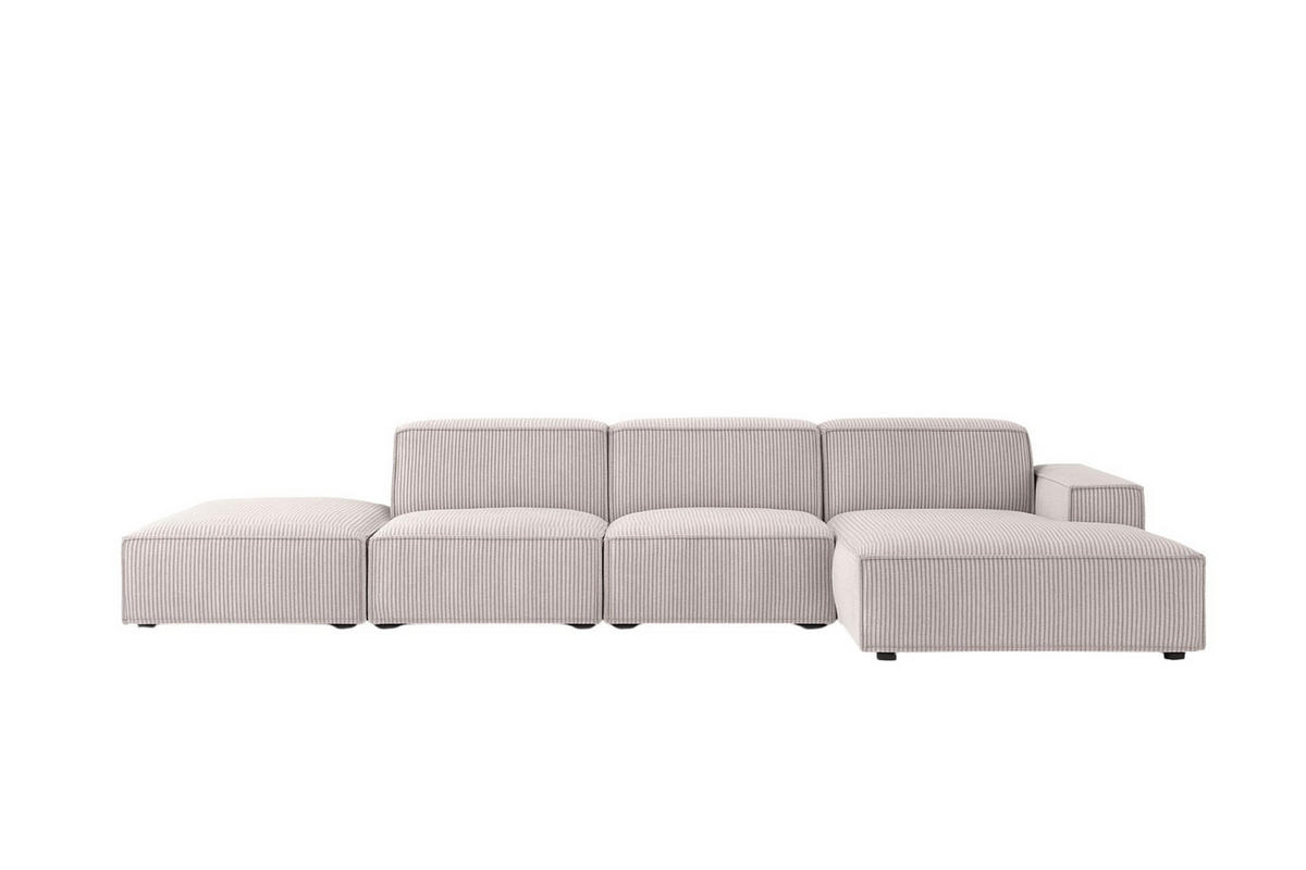 ECKSOFA Cursal L-Form, Stoff Poso, Beige + Hocker, Rechts - Creme, Holz (341/166cm) - Kaiser Möbel