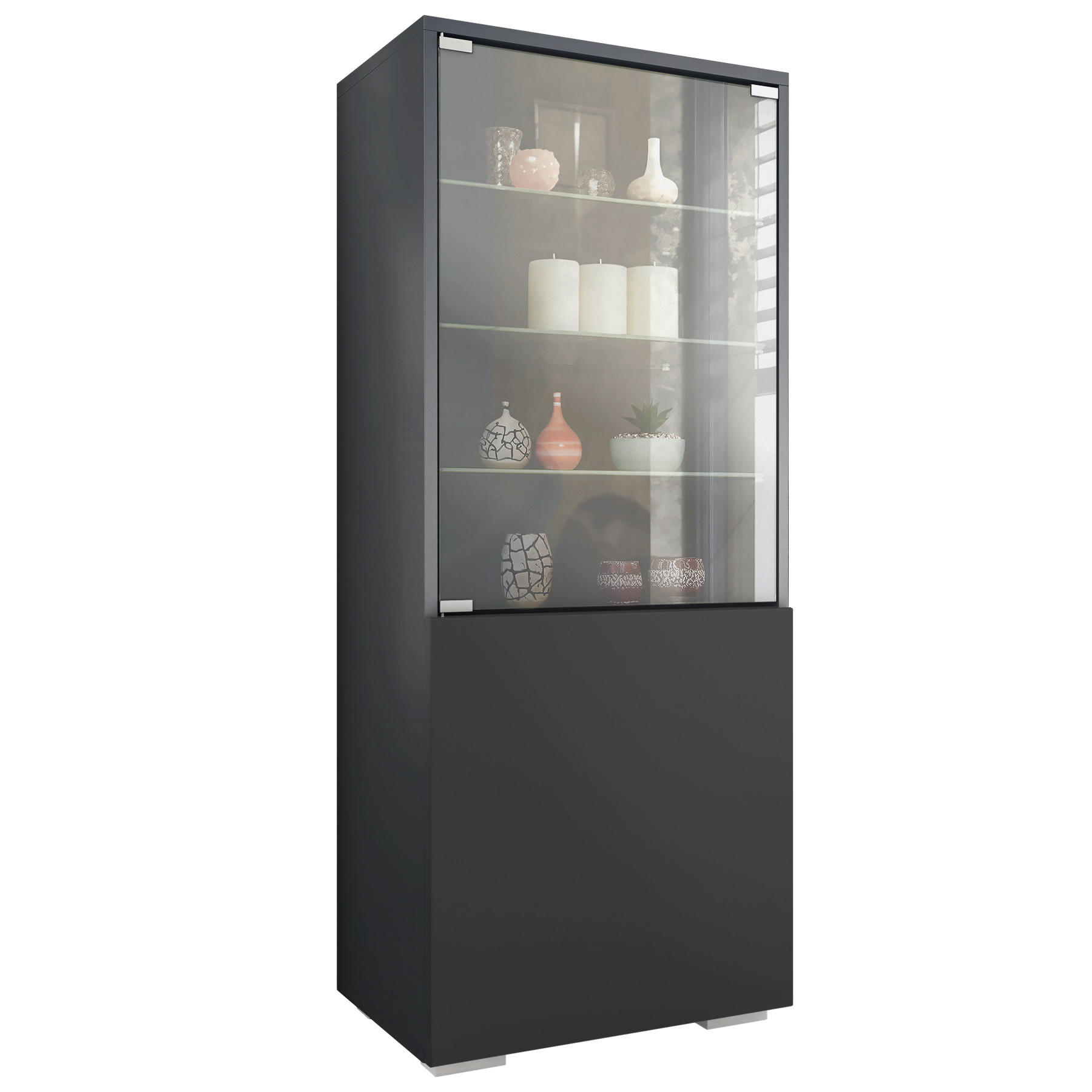 VITRINE Granada Schwarz matt - Schwarz, Holzwerkstoff (50/122.5/34.5cm) - Vladon