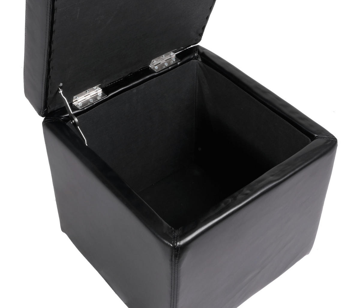 SITZHOCKER Schwarz - Schwarz, Leder (44/45/44cm) - MCW