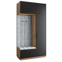 GARDEROBENSCHRANK REMA 120/240/60 cm Modern Eiche Wotan - Eiche Wotan/Schwarz, Holzwerkstoff (120/240/60cm) - MASSENO