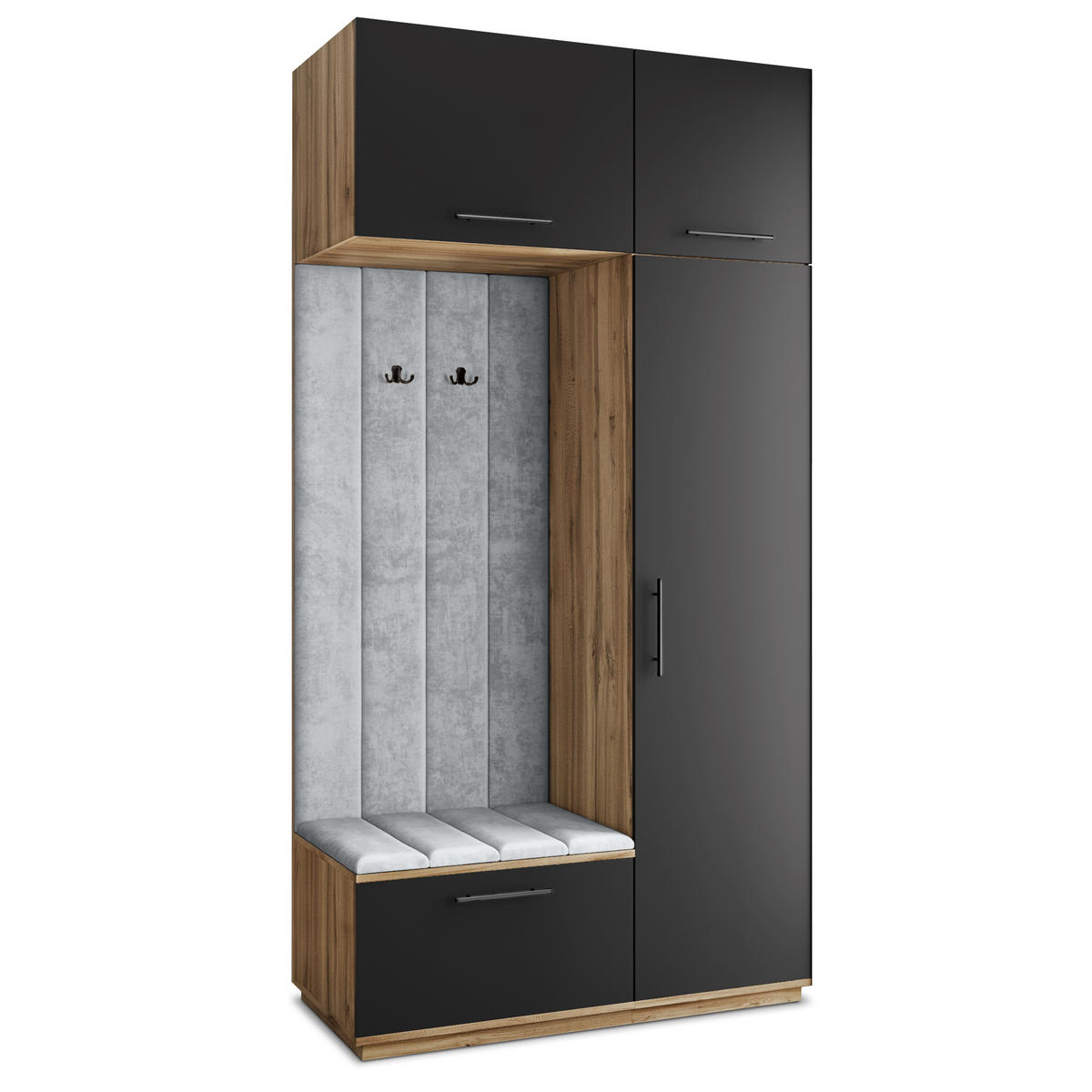 GARDEROBENSCHRANK REMA 120/240/60 cm Modern Eiche Wotan - Eiche Wotan/Schwarz, Holzwerkstoff (120/240/60cm) - MASSENO