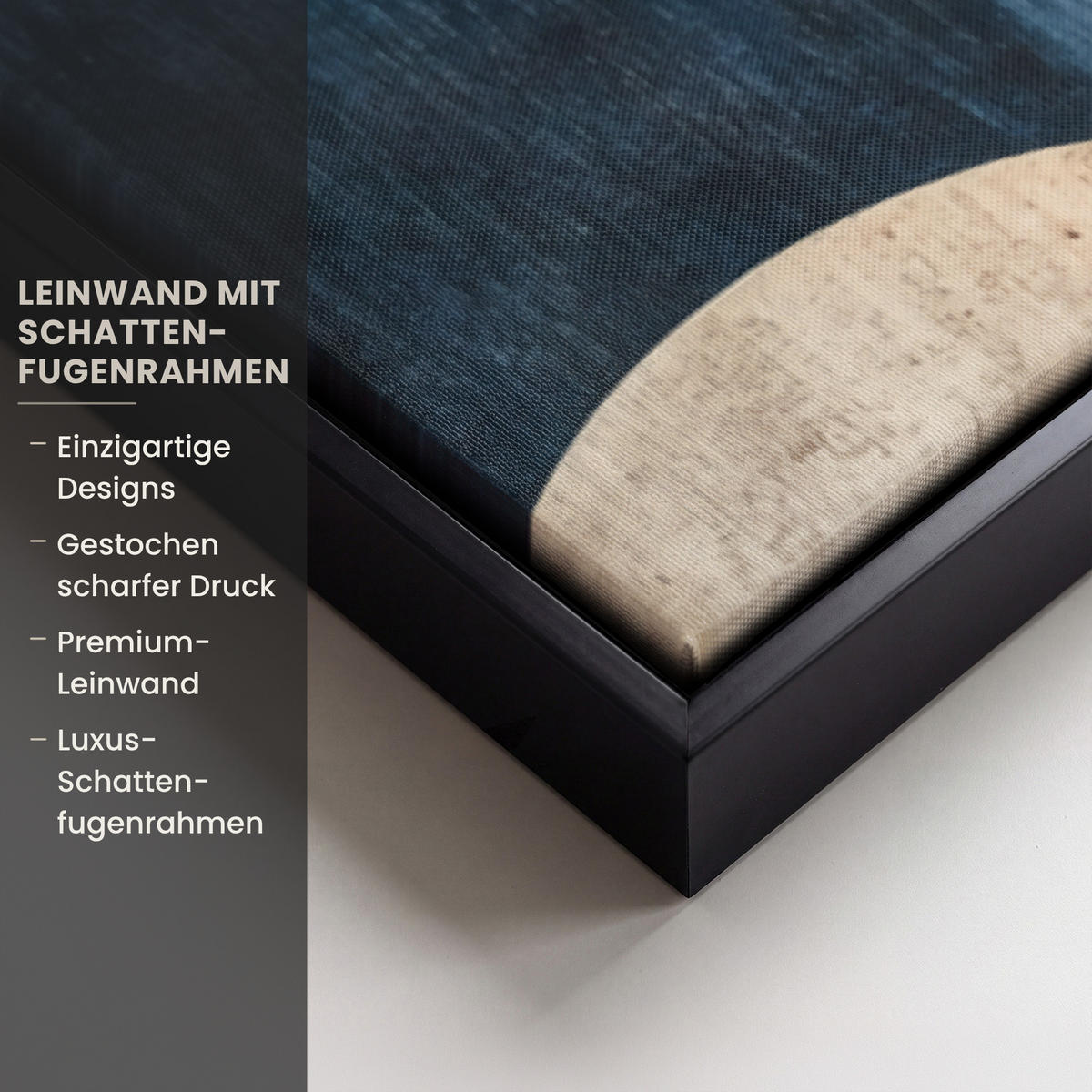 LEINWAND Bilder mit Rahmen - Abstrakt - Formen - Dunkelblau - 60x90 - Cognac, Textil (60/90cm) - MuchoWow