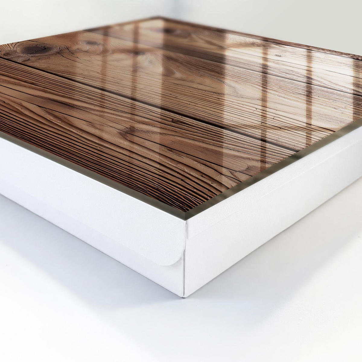 SCHLÜSSELBOX Weiß 30x30 cm – Türöffnung nach rechts - Holzmuster - Braun, Metall (30/30/5cm) - TULUP