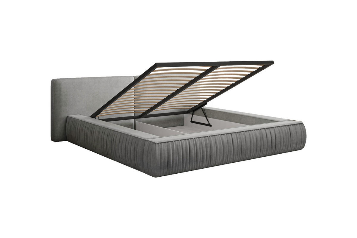 POLSTERBETT - Bett 08 - 160x200 - Grau (Riviera 91) - Grau, Holzwerkstoff (160/200cm) - Möblo