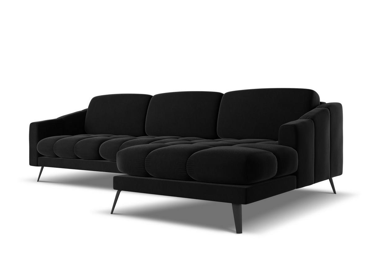 ECKSOFA Rechts Samt Stoff Schwarz - Schwarz, Textil/Metall (264/160cm) - Makamii