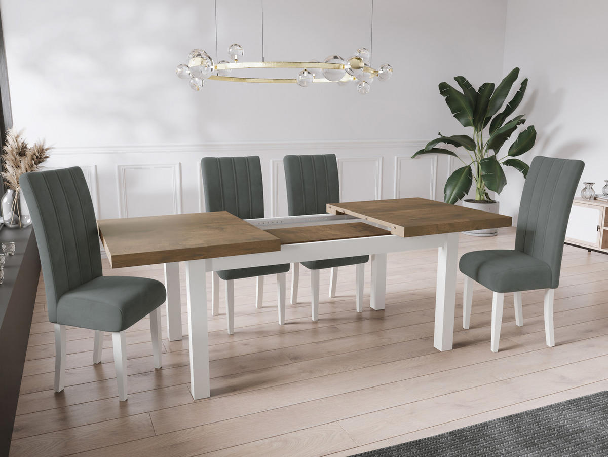 ESSTISCH Avena rechteckig ausziehbar, Lefkas Eiche 140/80/78 - Alteiche/Weiß, Holz/Holzwerkstoff (140/80/78cm) - WFL GROUP