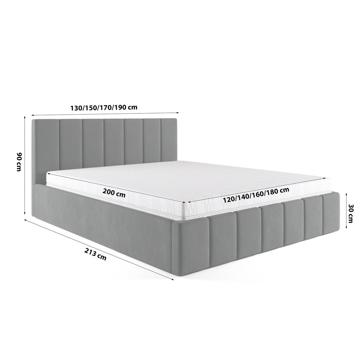 POLSTERBETT Doppelbett PESARO 160x200 cm, Schwarz - Schwarz, Textil (160/200cm) - Fedve