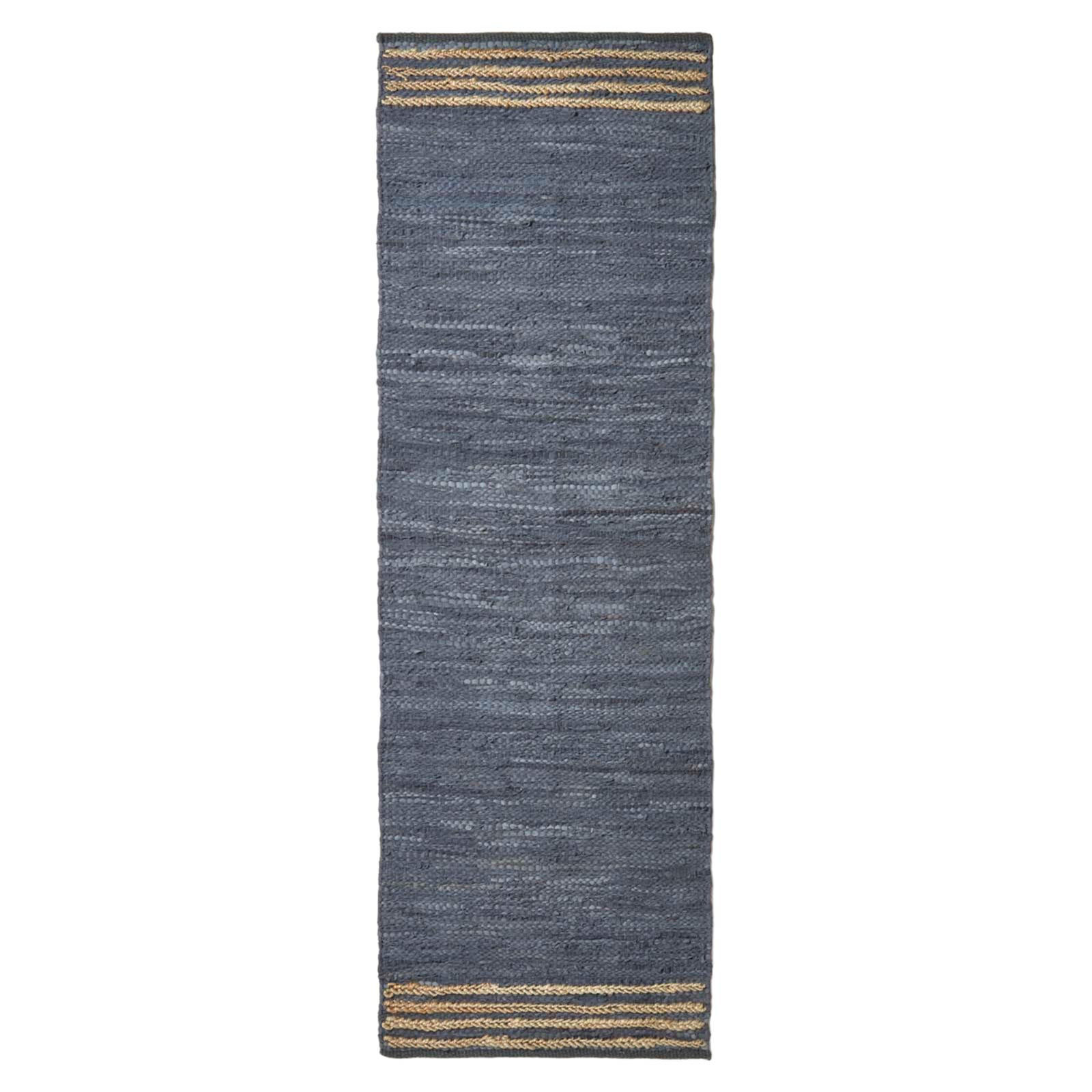 FLICKENTEPPICH-LÄUFER aus Recycling-Leder 66/200 cm - Grau, Leder (66/200cm) - Homescapes