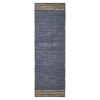 FLICKENTEPPICH-LÄUFER aus Recycling-Leder 66/200 cm - Grau, Leder (66/200cm) - Homescapes
