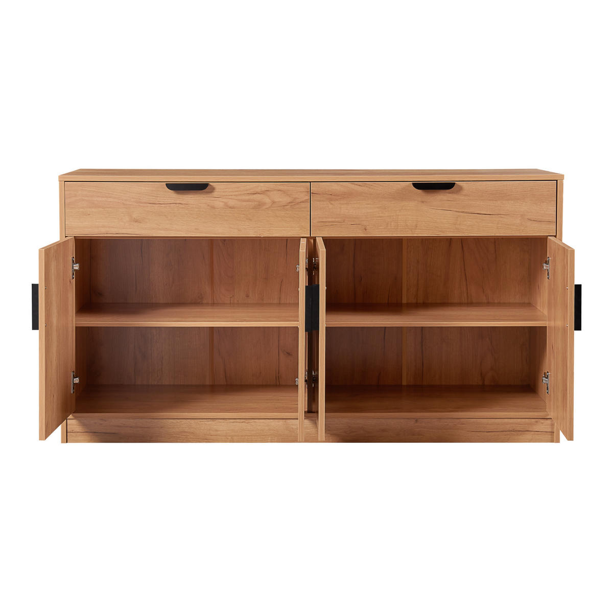 SIDEBOARD Varkaus - Eichefarben/Schwarz, Holzwerkstoff (140/75/40cm) - [en.casa]