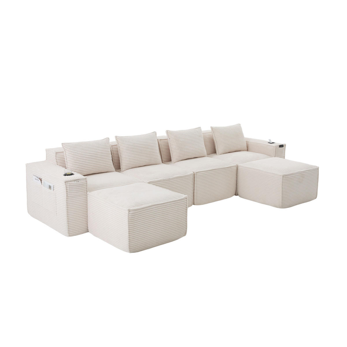 WOHNLANDSCHAFT DE-33834 modular 4-Sitzer Beige - Beige, Textil (330/75/162cm) - ComfortXL