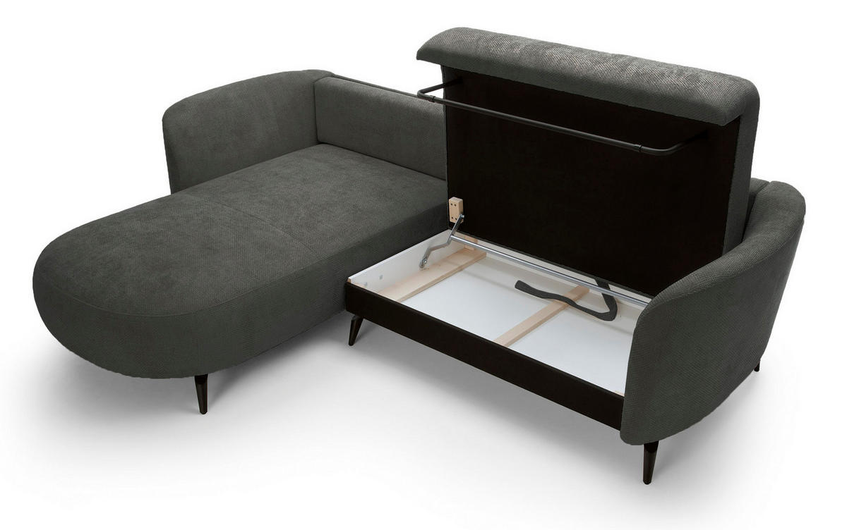 ECKSOFA auf Füßen Kendra 260 cm mit Schlaffunktion, Links, Dunkelgrau - Dunkelgrau, Holz (260/180cm) - Emporius