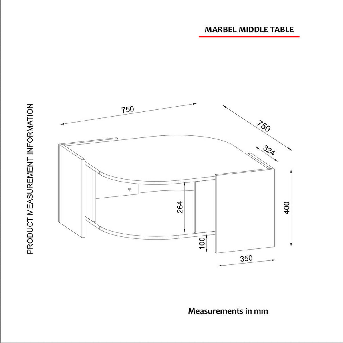 COUCHTISCH Marbel Walnuss Marmor Optik - Anthrazit/Walnussfarben, Holzwerkstoff (75/75/40cm) - moebel17