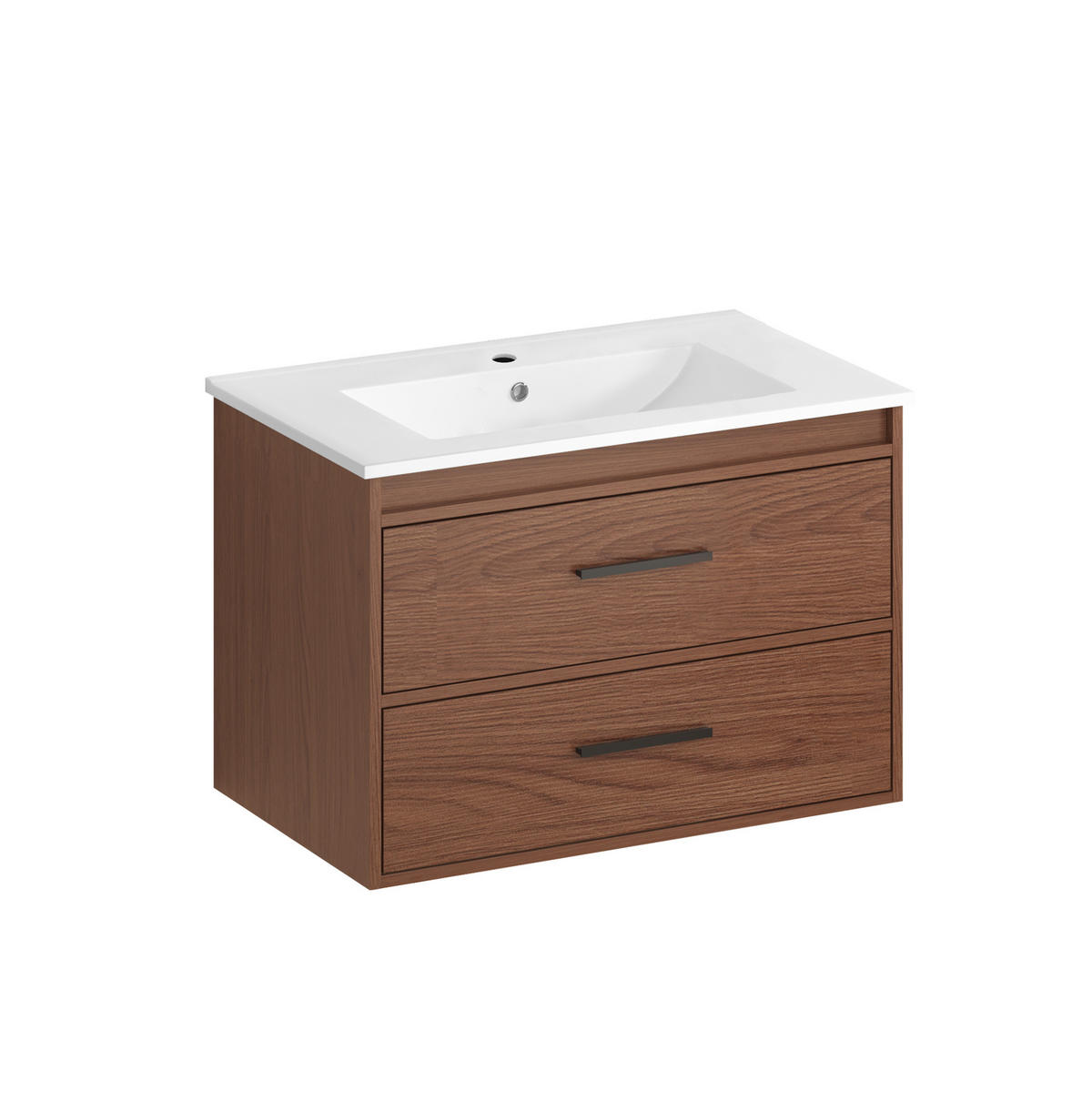 BADEZIMMERSCHRANK mit 2 Schubladen 75 cm Reddish Brown - Braun, Holzwerkstoff (46.5/52/76cm) - Beauniv