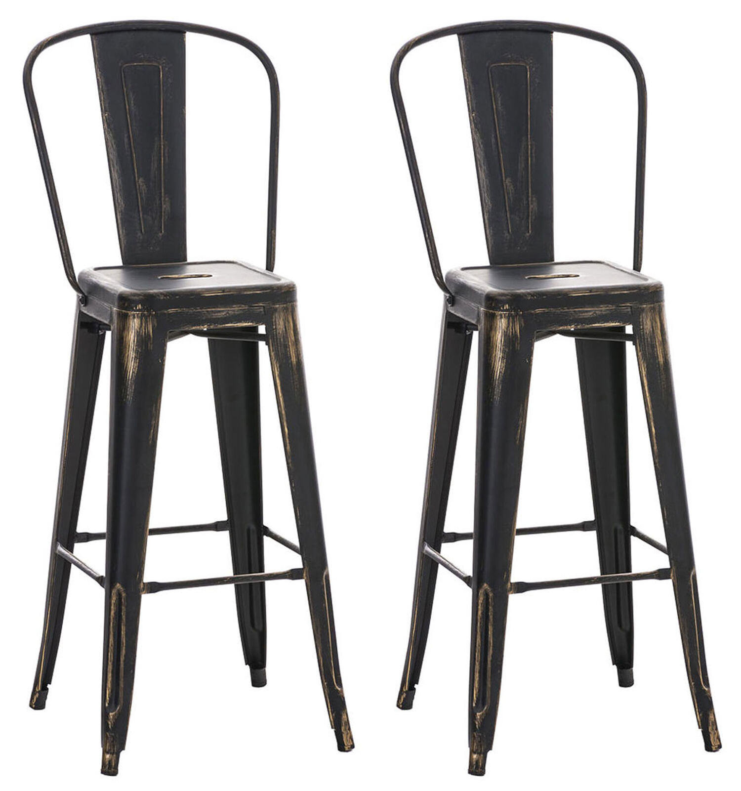 BARHOCKER Adnan, 2er Set, Schwarz-Gold - Goldfarben/Schwarz, Metall (44/100/52cm) - TPFLiving