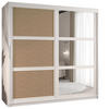 SCHWEBETÜRENSCHRANK 200/180/62 2-türig - Silberfarben/Weiß, Holz/Kunststoff (180/200/62cm) - MÖBEL KRYSPOL