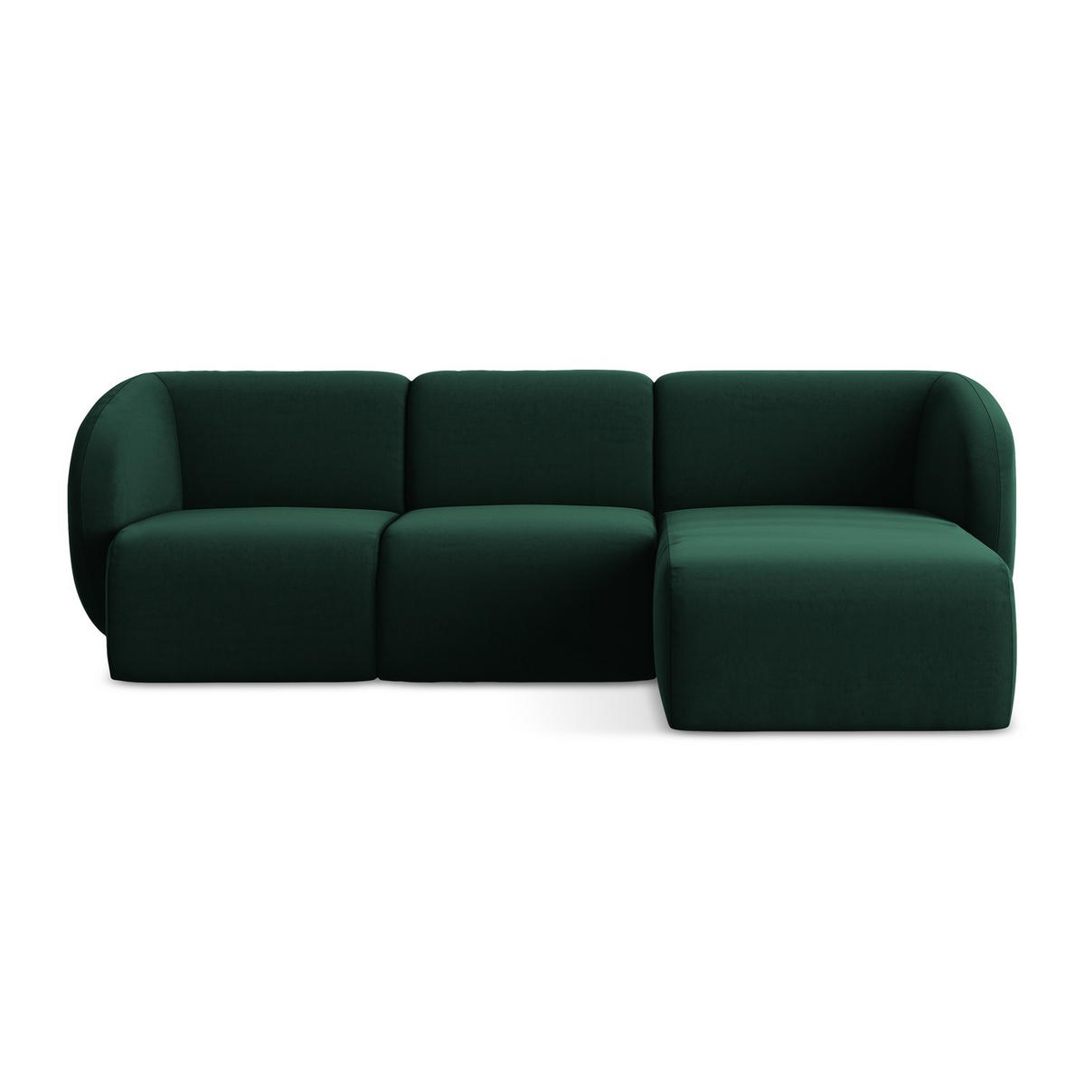 ECKSOFA Rechts Samt Stoff Grün - Dunkelgrün/Schwarz, Holzwerkstoff/Kunststoff (248/166cm) - LaMiaSofa