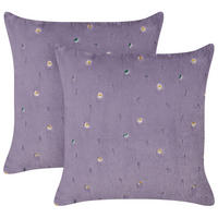 Dekokissen 2er-Set Violett 45/45 cm Lavatera - Violett, Textil (45/45cm) - Beliani