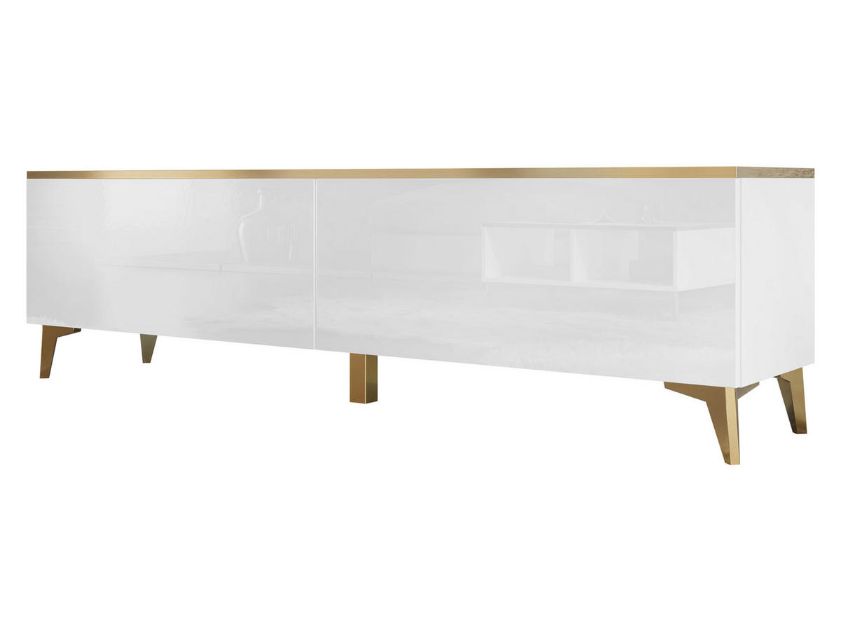 TV-LOWBOARD Alrik 2D - Goldfarben/Weiß, Holzwerkstoff/Kunststoff (180/50/40cm) - MIRJAN24